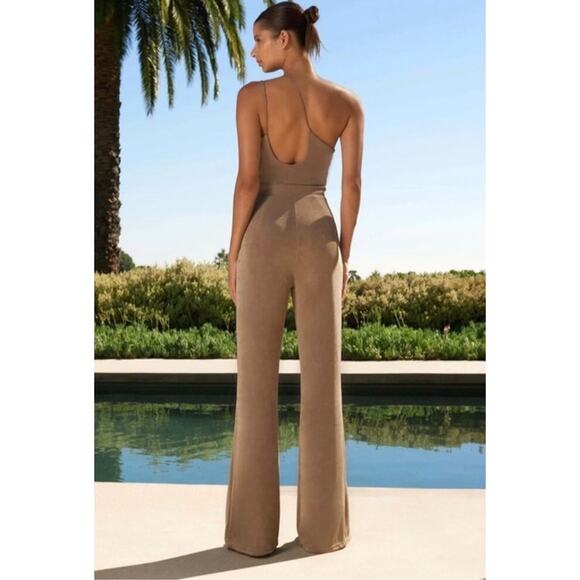 New Misha Women's Noelene Jumpsuit Wide Leg Khaki Size 4 - Picture 2 of 13